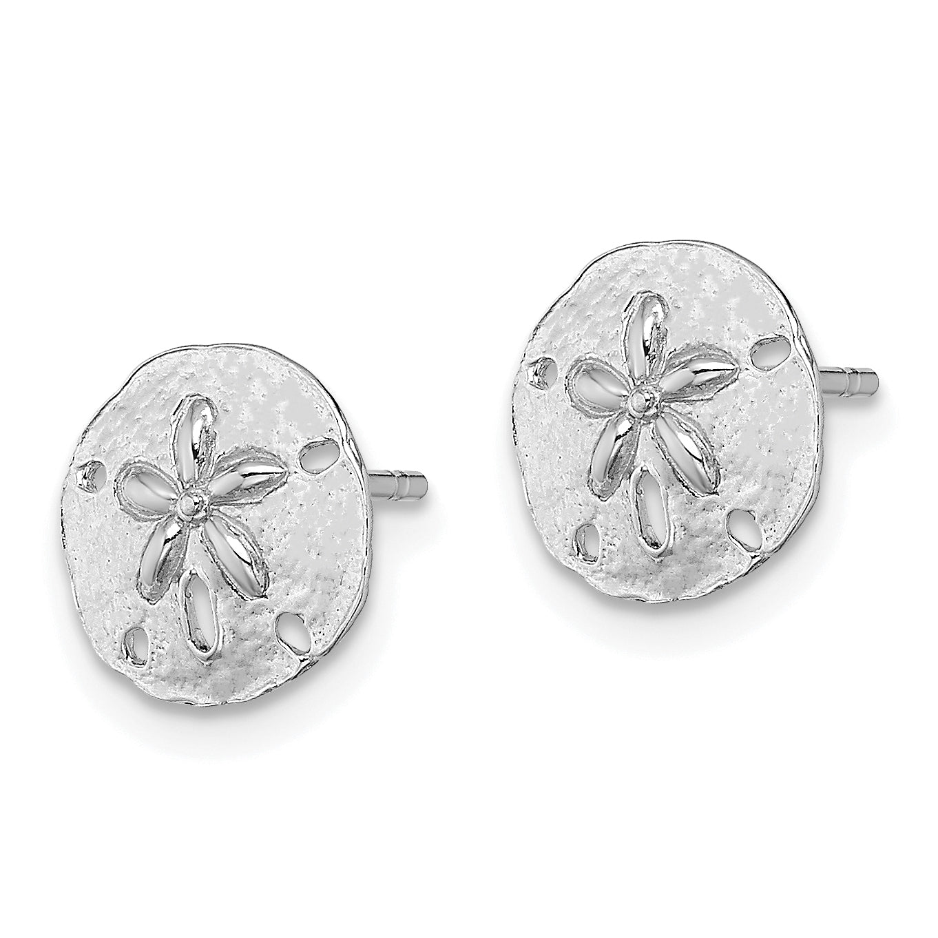 14K White Gold Polished Mini Sand Dollar Post Earrings Secondary image