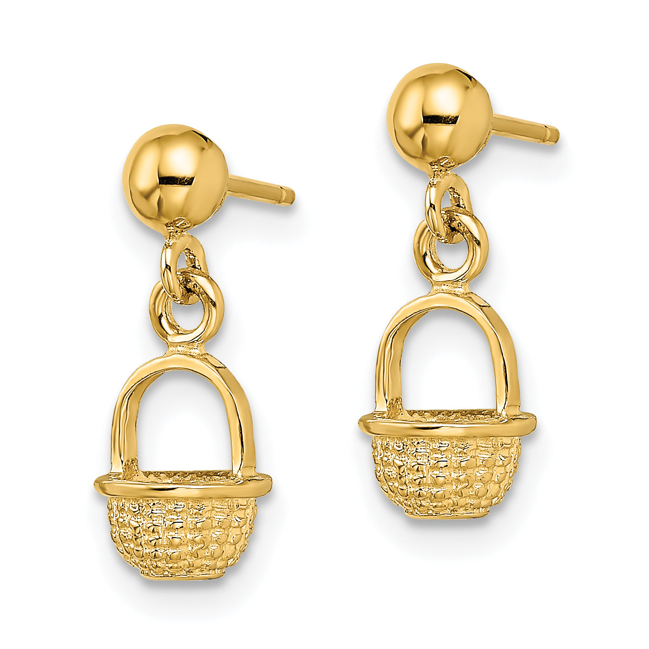 14K 3-D Mini Basket Drop Earrings Secondary image