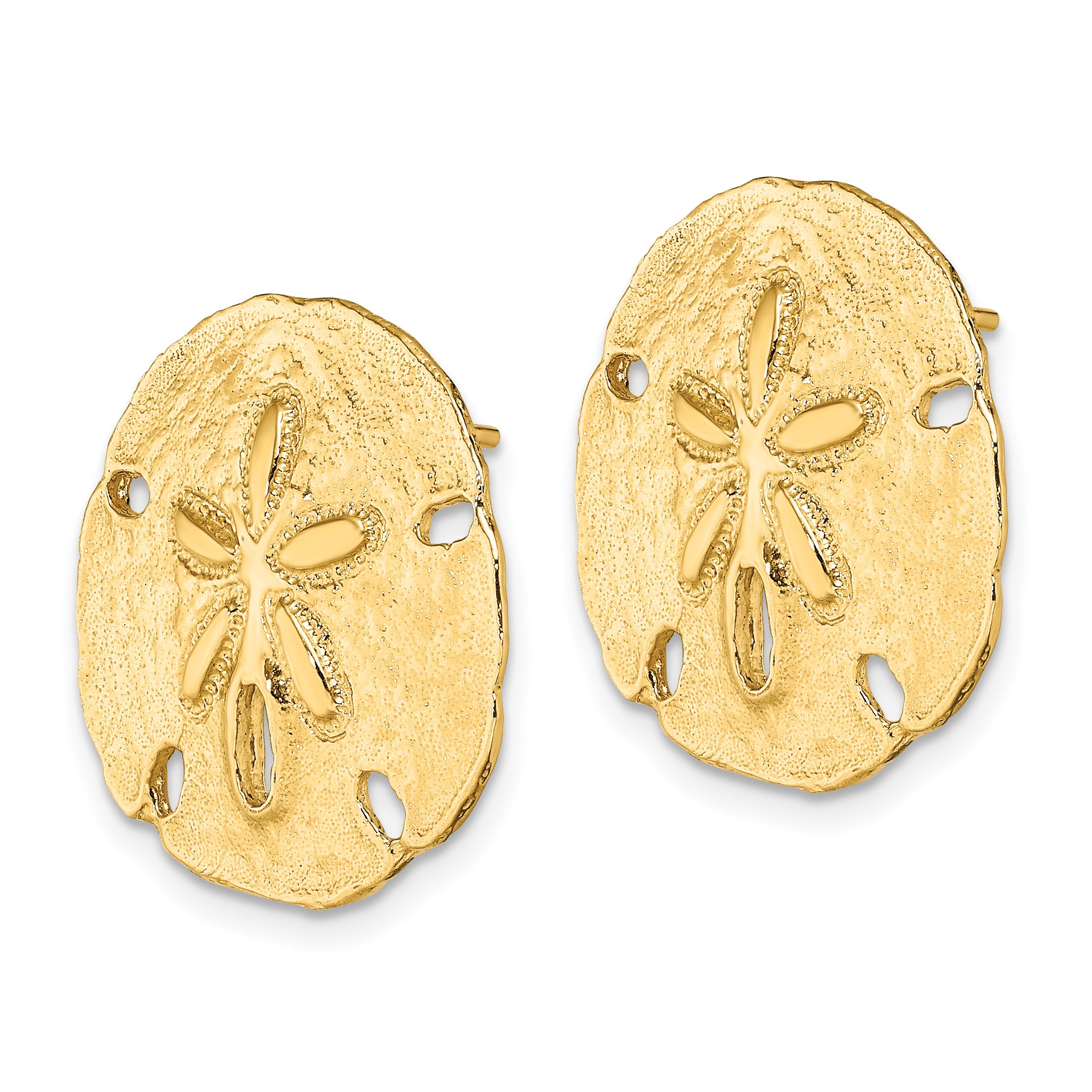 14K Polished Sand Dollar Post Earrings