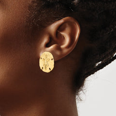 14K Polished Sand Dollar Post Earrings