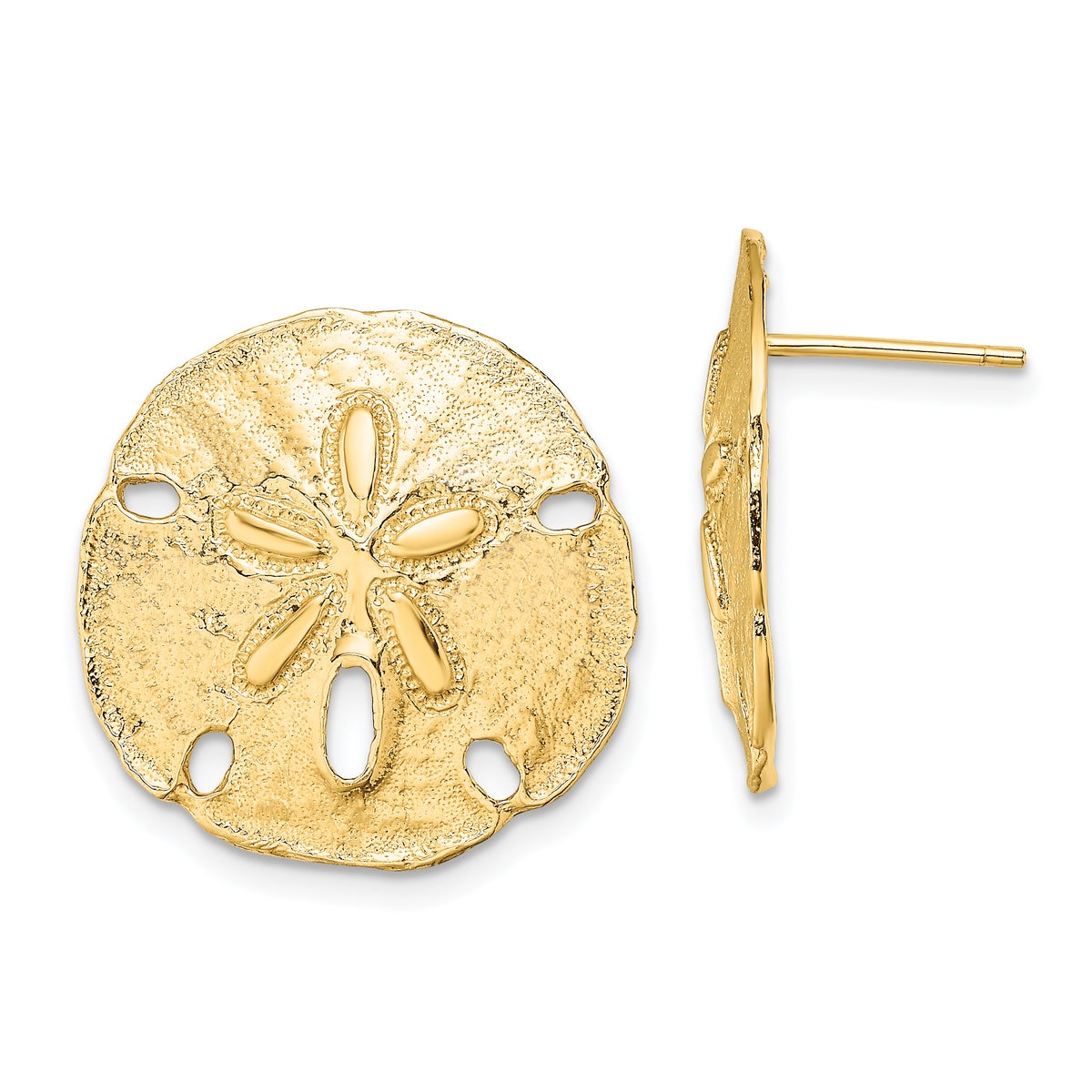 14K Polished Sand Dollar Post Earrings