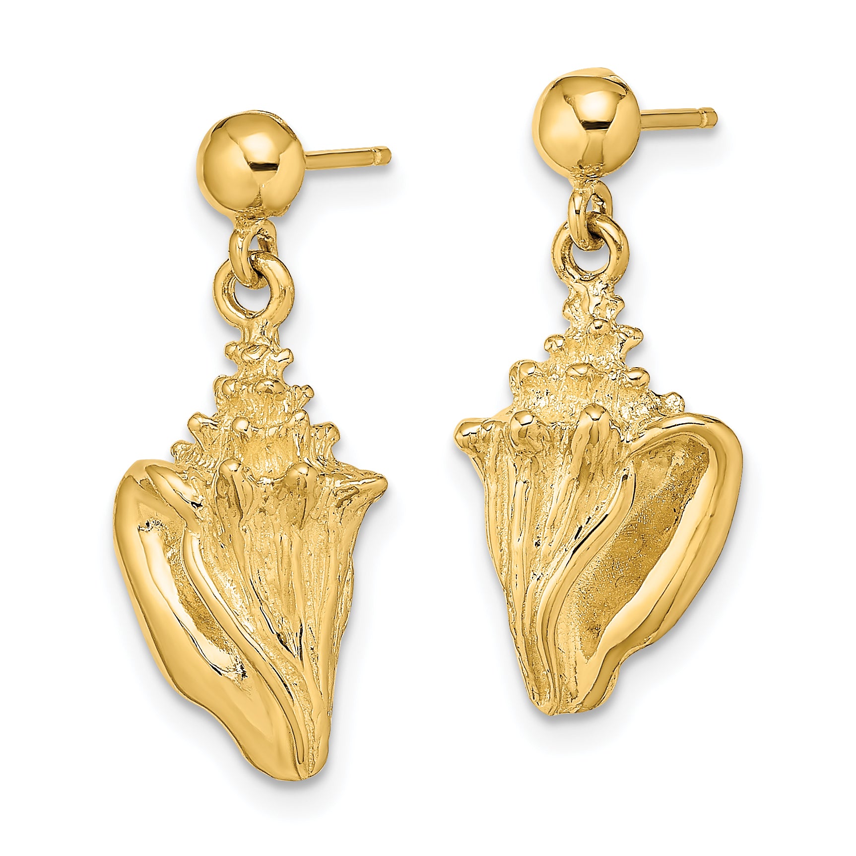 14K Conch Shell Dangle Earrings Secondary image