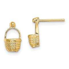 14K Mini Basket Flat Back Post Earrings