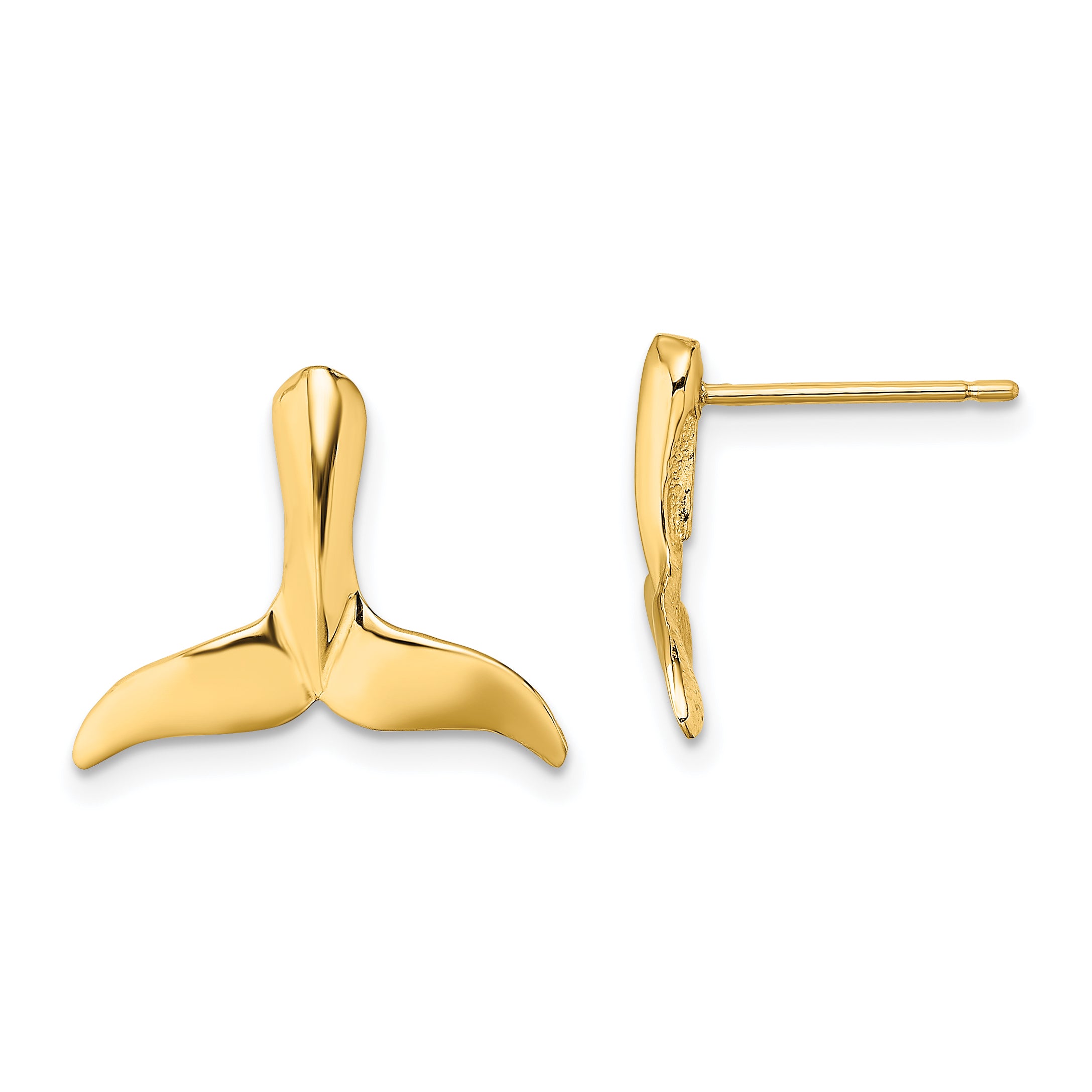 14K 2-D Whale Tail Post Earrings Main image