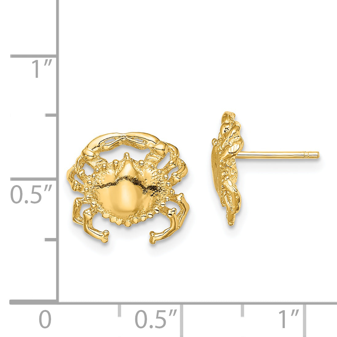 14K Polished / 2-D Crab Post Earrings