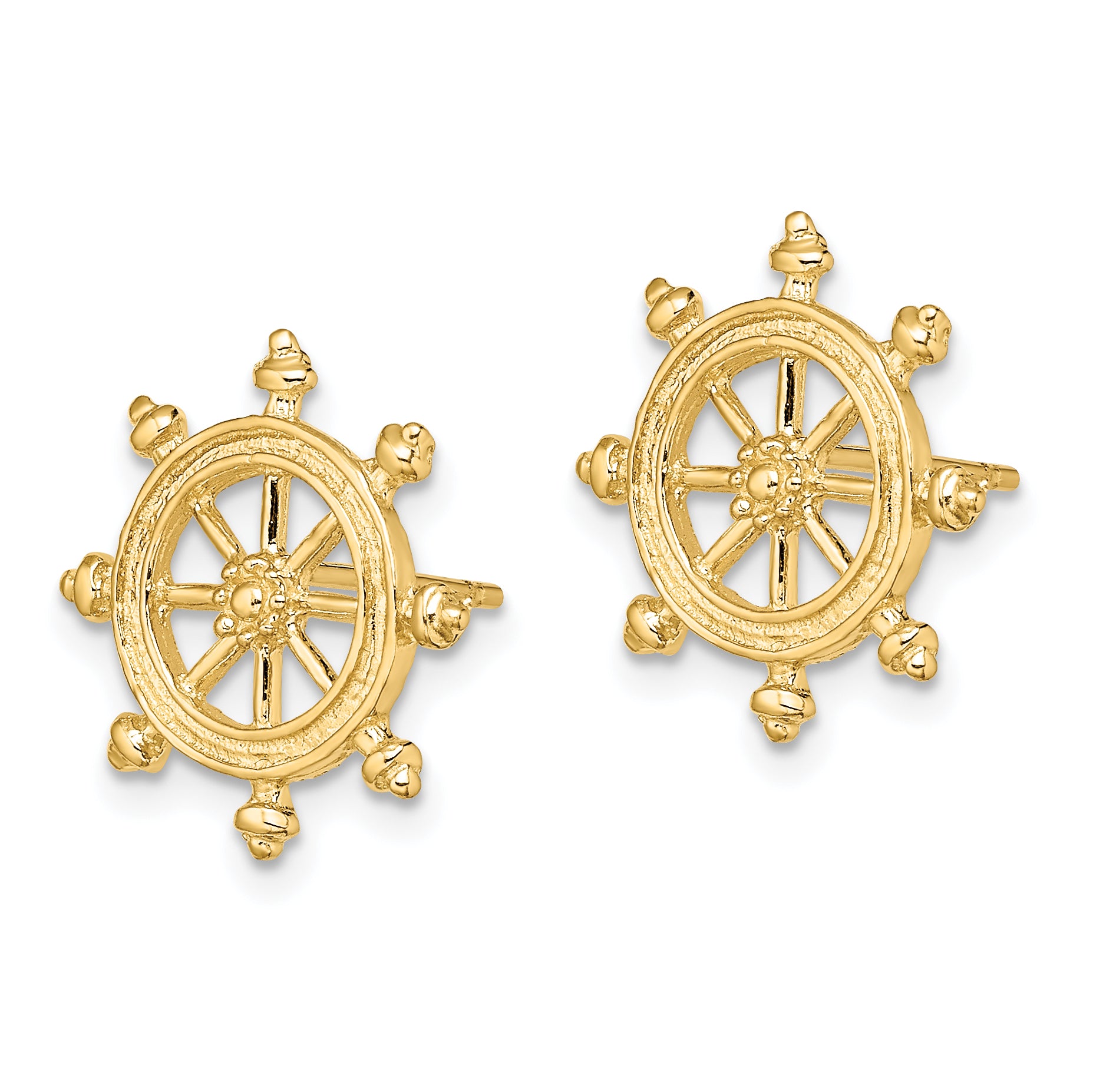 14K Ship's Wheel Post Earrings Secondary image