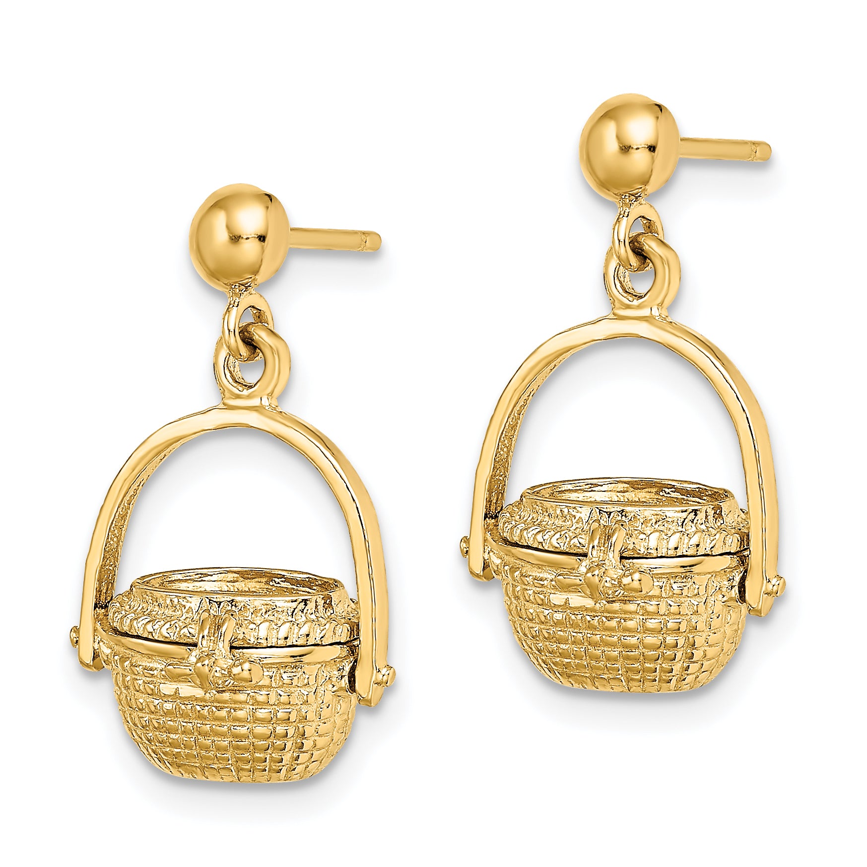 14K 3-D Nantucket Basket Dangle Earrings Secondary image