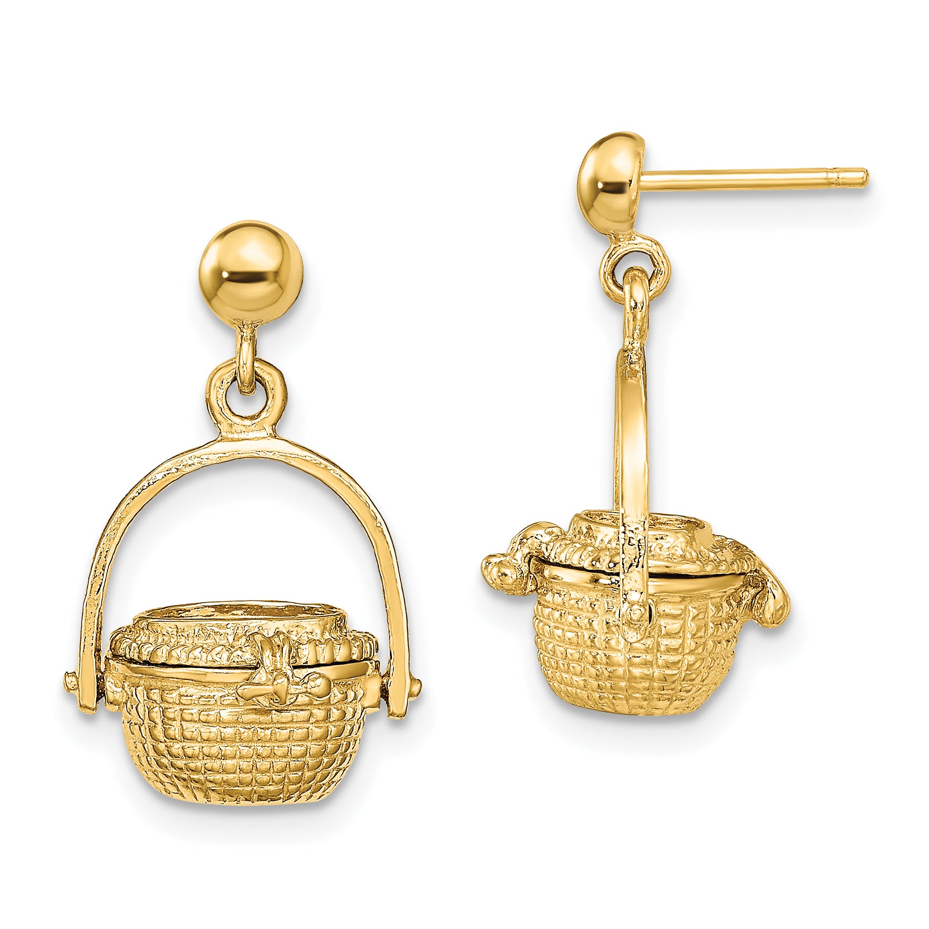 14K 3-D Nantucket Basket Dangle Earrings Main image