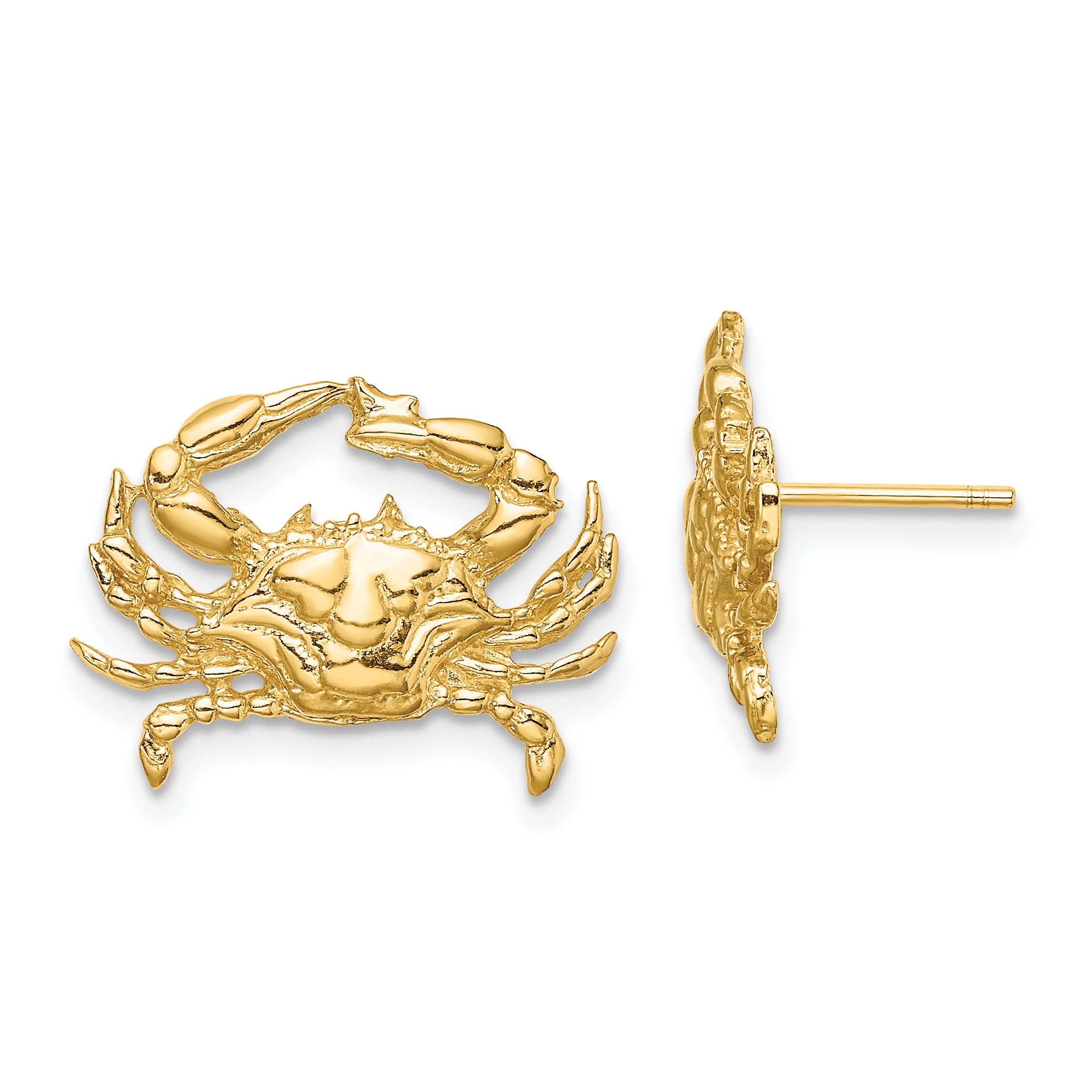 14K 2-D Blue Crab Post Earrings Main image