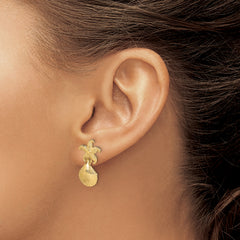 14K Starfish /Scallop Shell Dangle Earrings