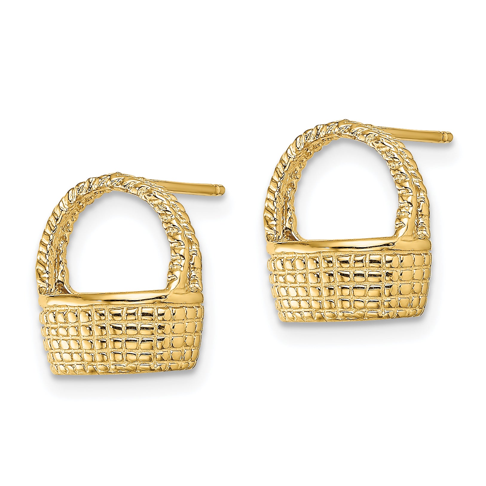 14K Basket Flat Back Post Earrings Secondary image