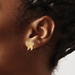 14K Textured and Beaded Starfish Post Earrings