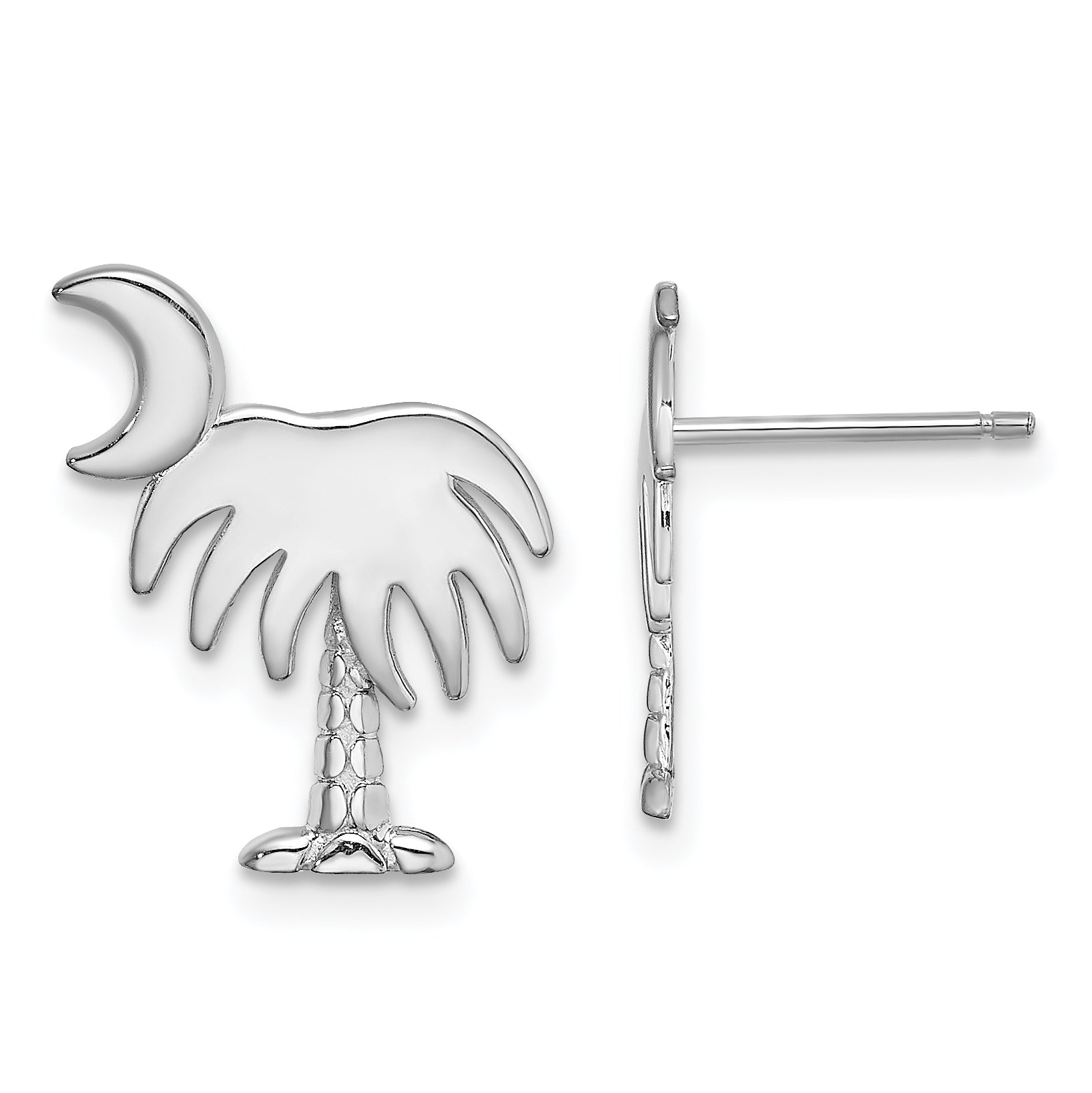 14K White Gold White Charleston Palm Tree w/ Moon Earrings Main image