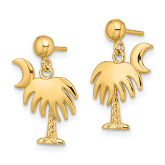 14K Charleston Palm Tree w/ Moon Dangle Earrings