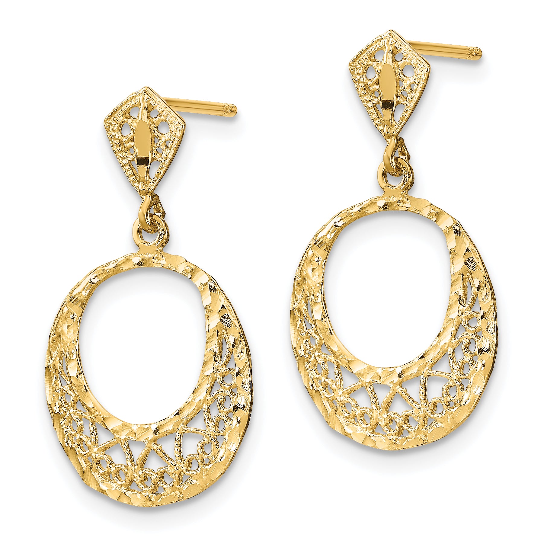 14K Fancy D/C Post Dangle Earrings Secondary image