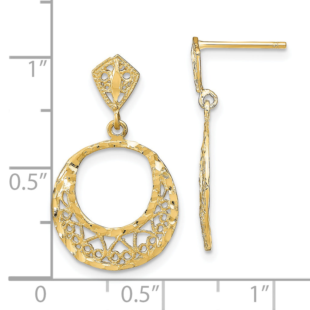 14K Fancy D/C Post Dangle Earrings