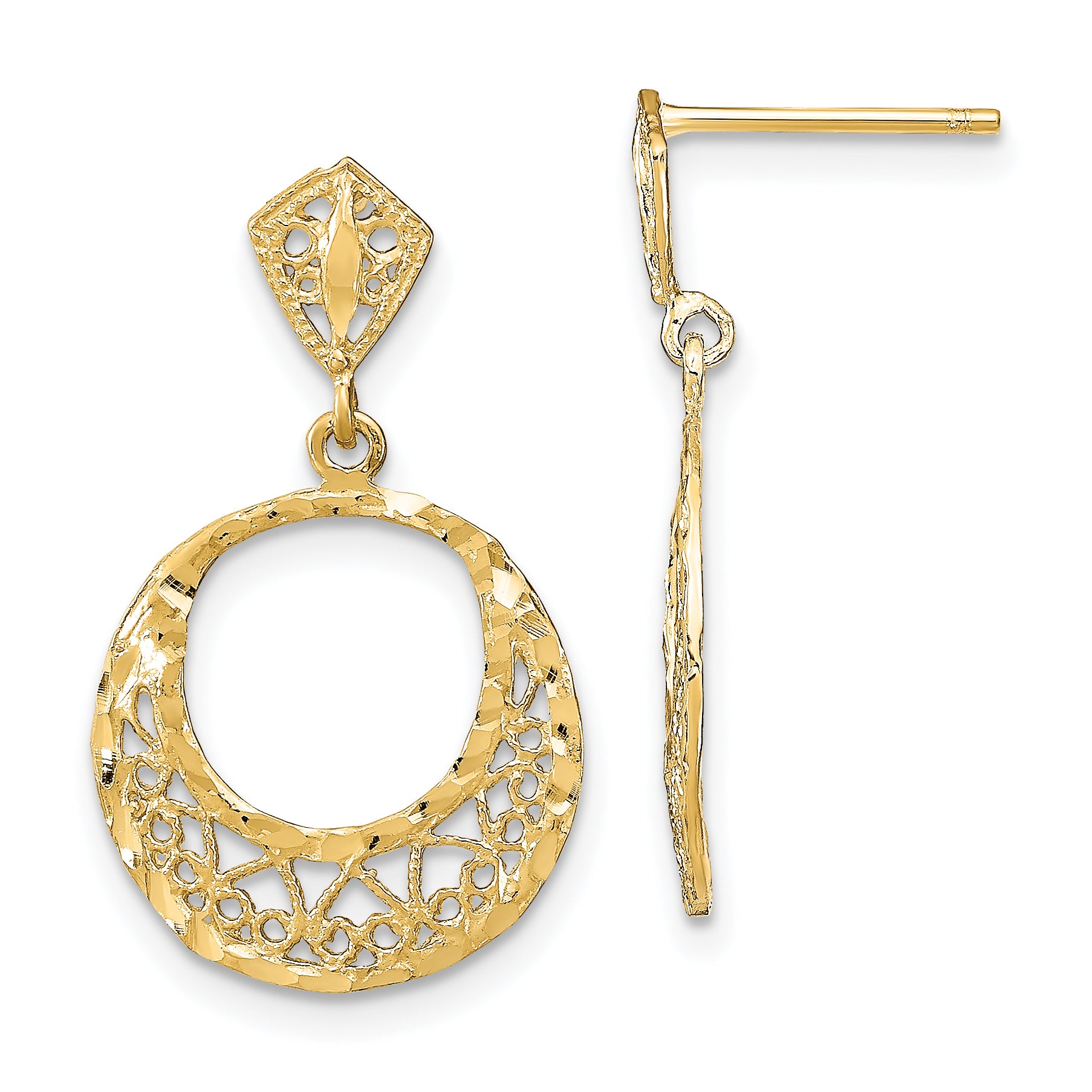 14K Fancy D/C Post Dangle Earrings Main image
