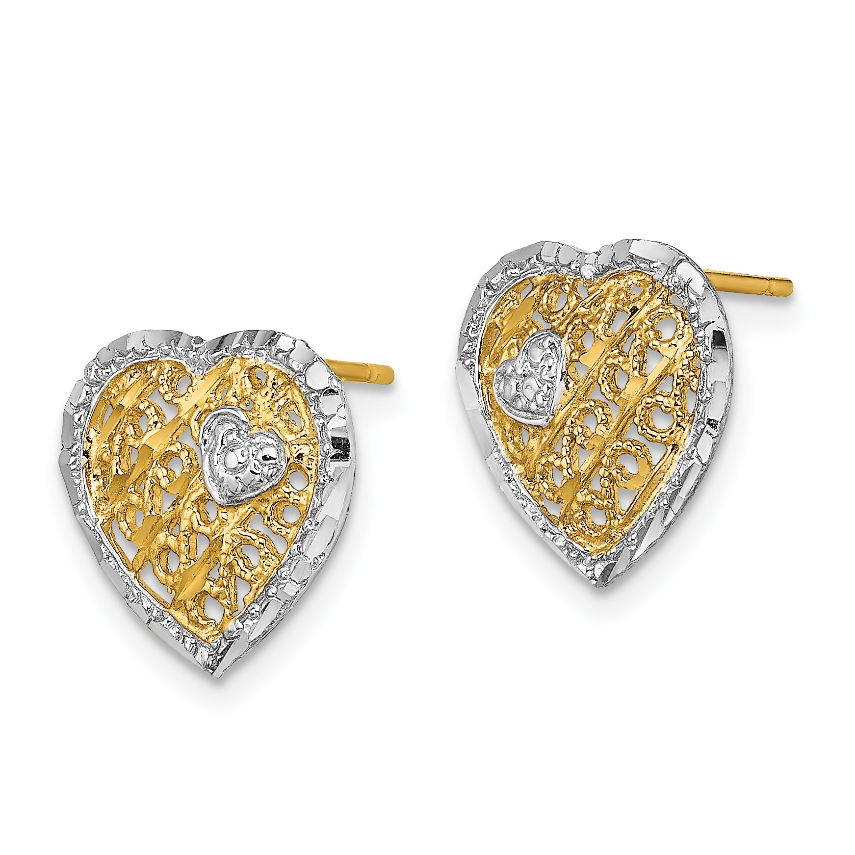 14k w/ RH Filigree Heart Post Earrings Secondary image