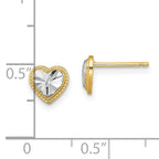 14k w/ Rhodium D/C Heart Post Earrings