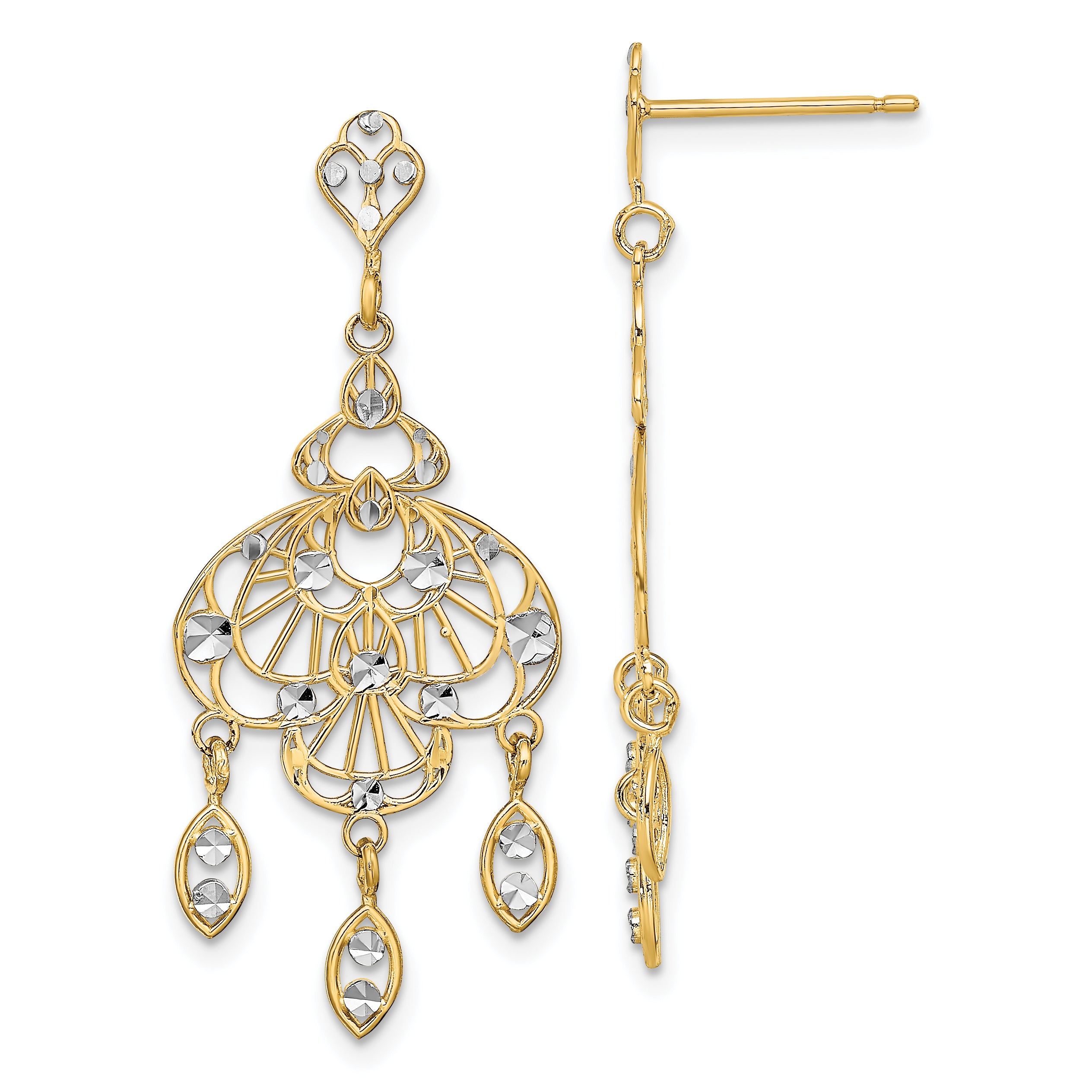 14K w/Rhodium D/C Chandelier Fancy Earrings Main image