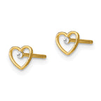 14k w/ Rhodium D/C Heart Post Earrings