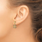 14K w/Rhodium Beaded Heart Petal Floral Dangle Earrings