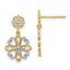 14K w/Rhodium Beaded Heart Petal Floral Dangle Earrings