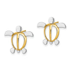 14K W/ Rhodium Sea Turtle Post Earrings