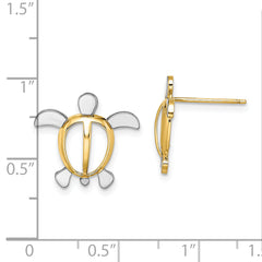 14K W/ Rhodium Sea Turtle Post Earrings