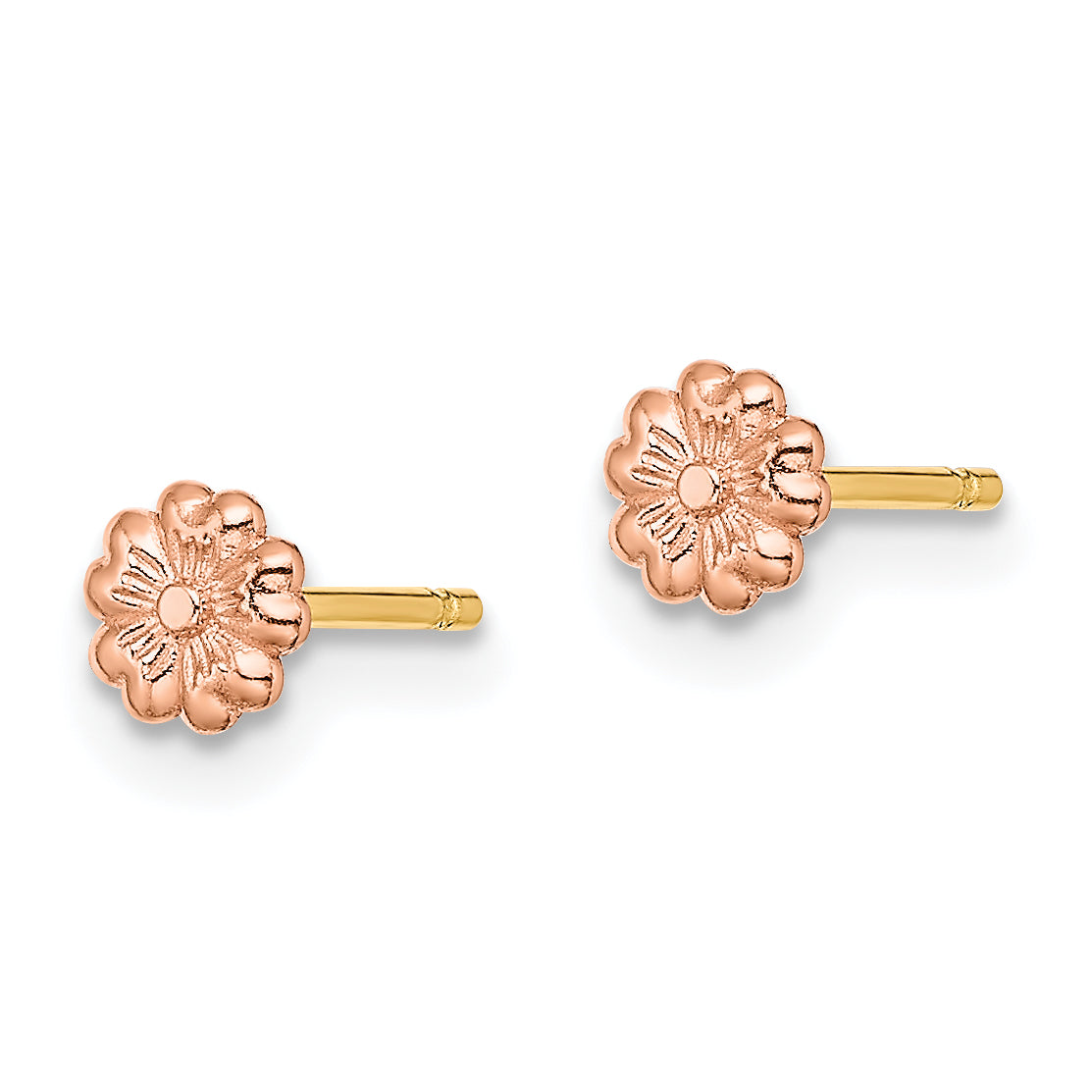 14k Rose Gold with Yellow Gold Post Flower Post Earrings Secondary image