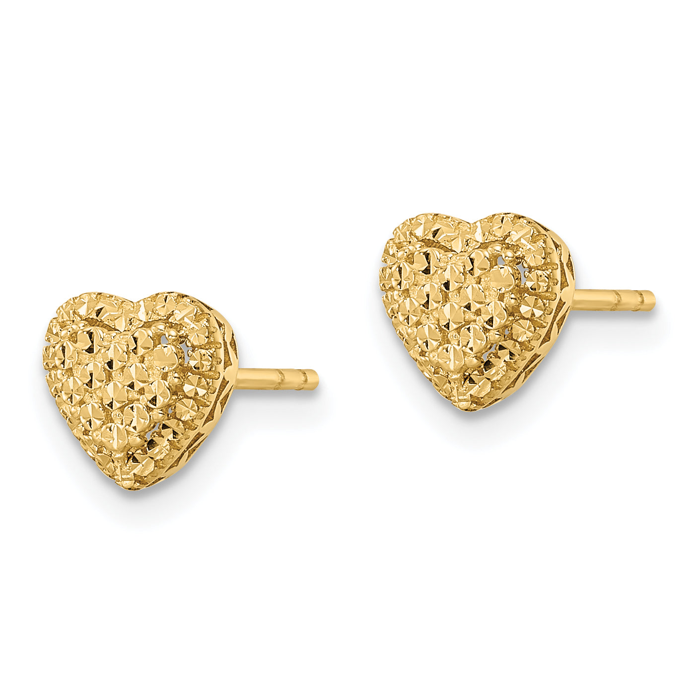 14k Polished Diamond-cut Heart Post Earrings Secondary image
