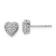 14k White Polished Diamond-cut Heart Post Earrings