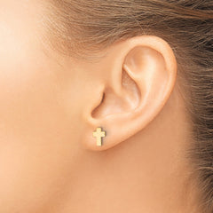14k Gold Polished Cross Post Earrings