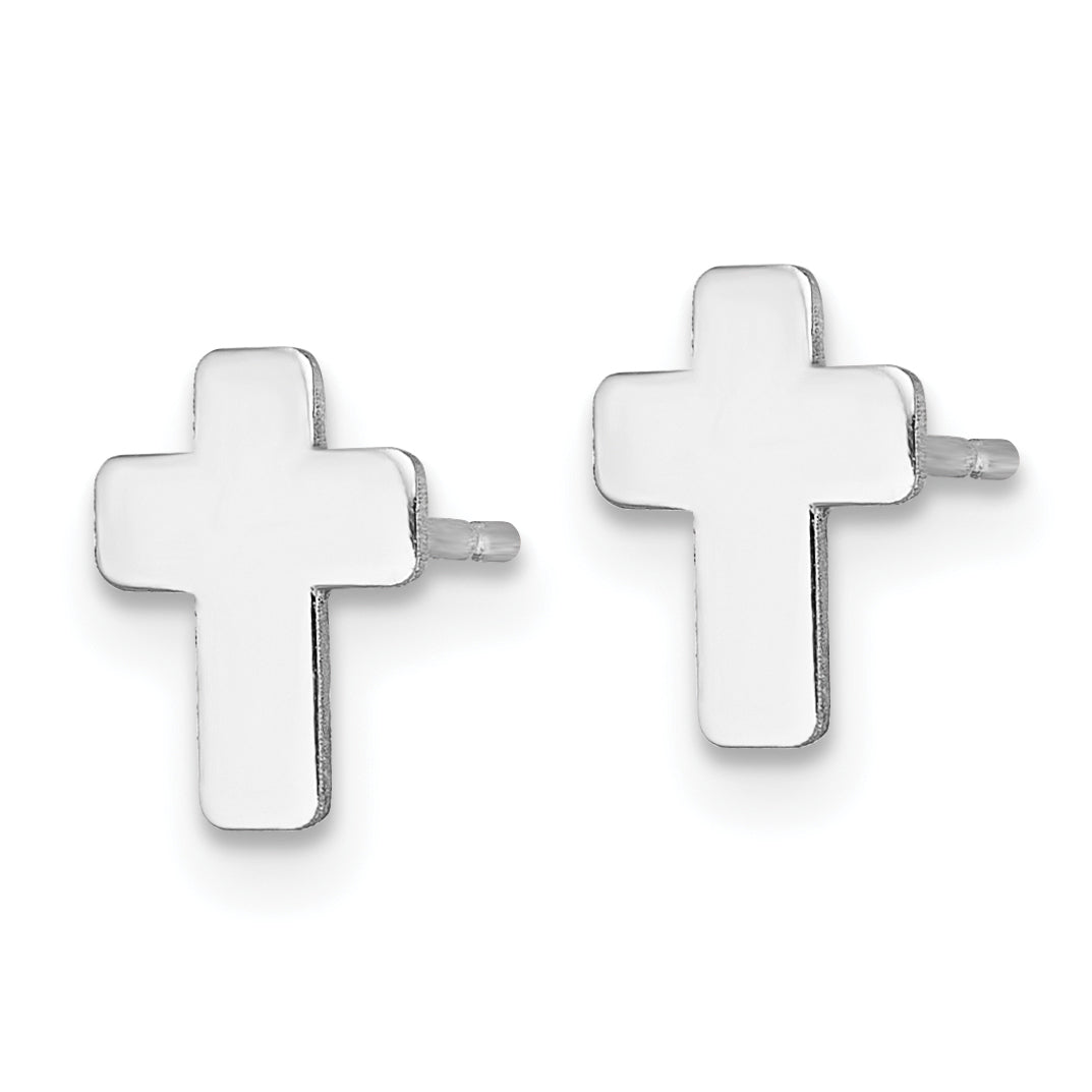 14k White Gold Polished Cross Post Earrings Secondary image