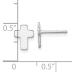14k White Gold Polished Cross Post Earrings
