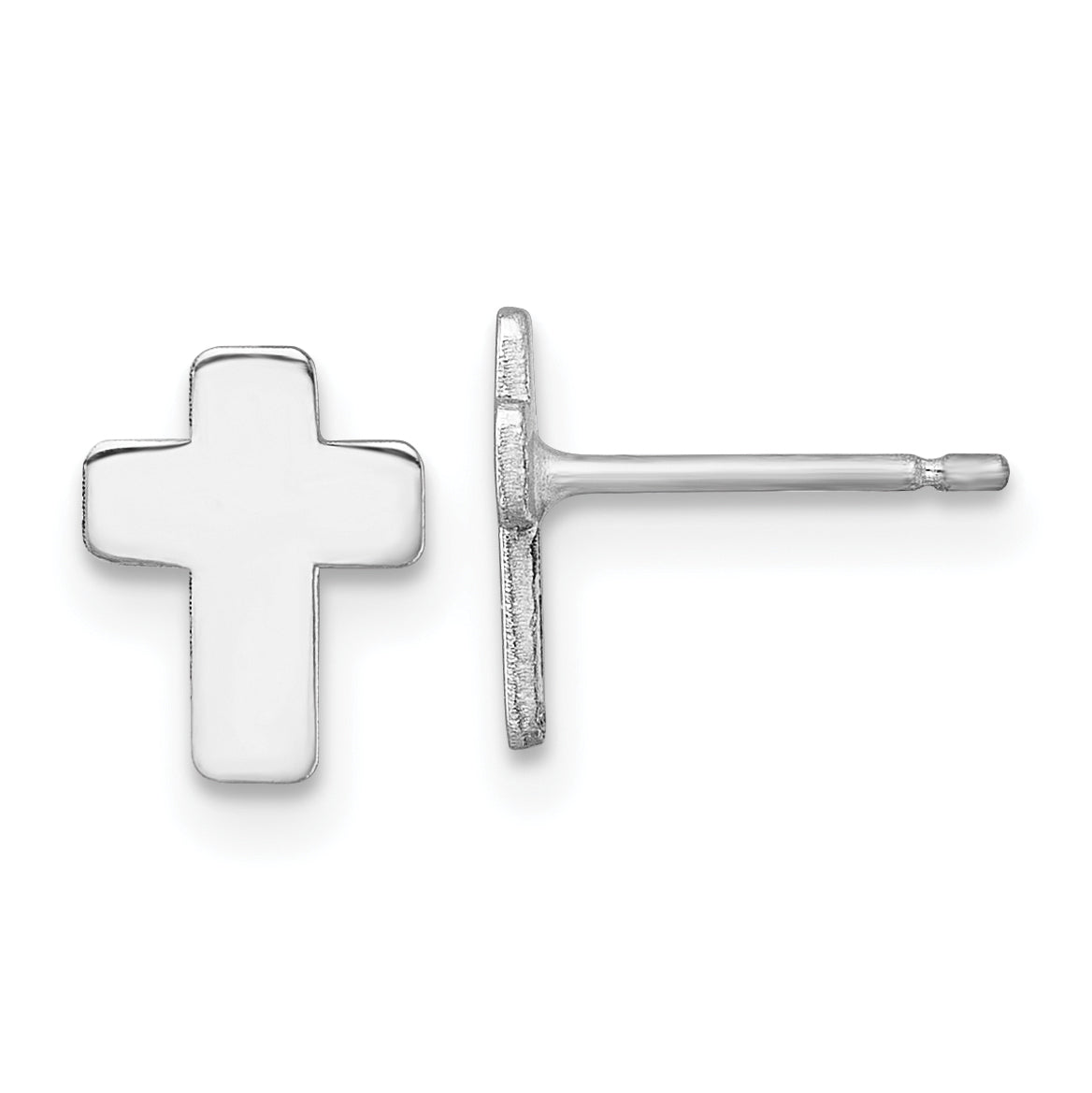 14k White Gold Polished Cross Post Earrings Main image