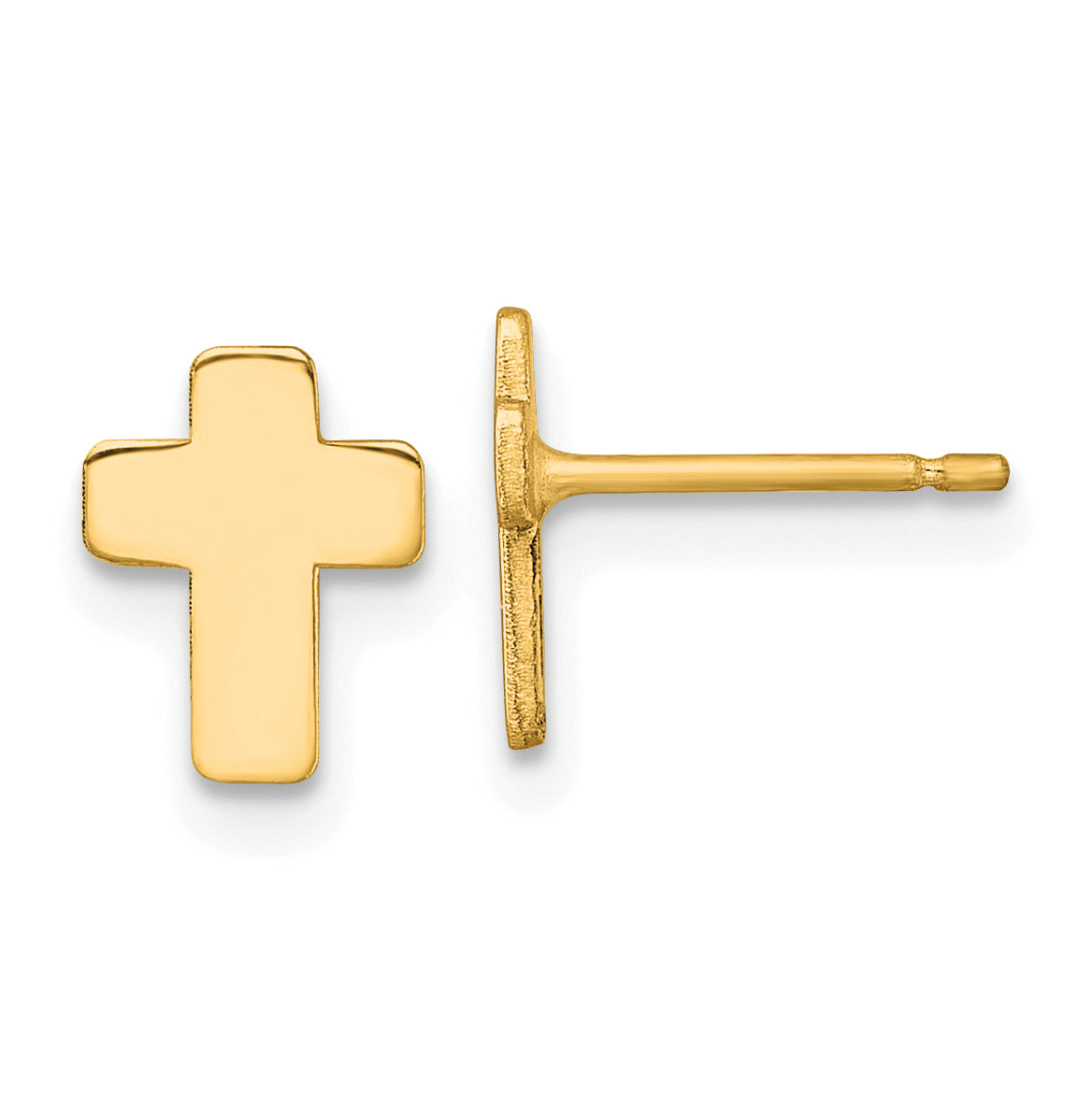14k Gold Polished Cross Post Earrings Main image