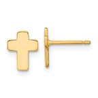 14k Gold Polished Cross Post Earrings
