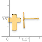 14k Gold Polished Cross Post Earrings
