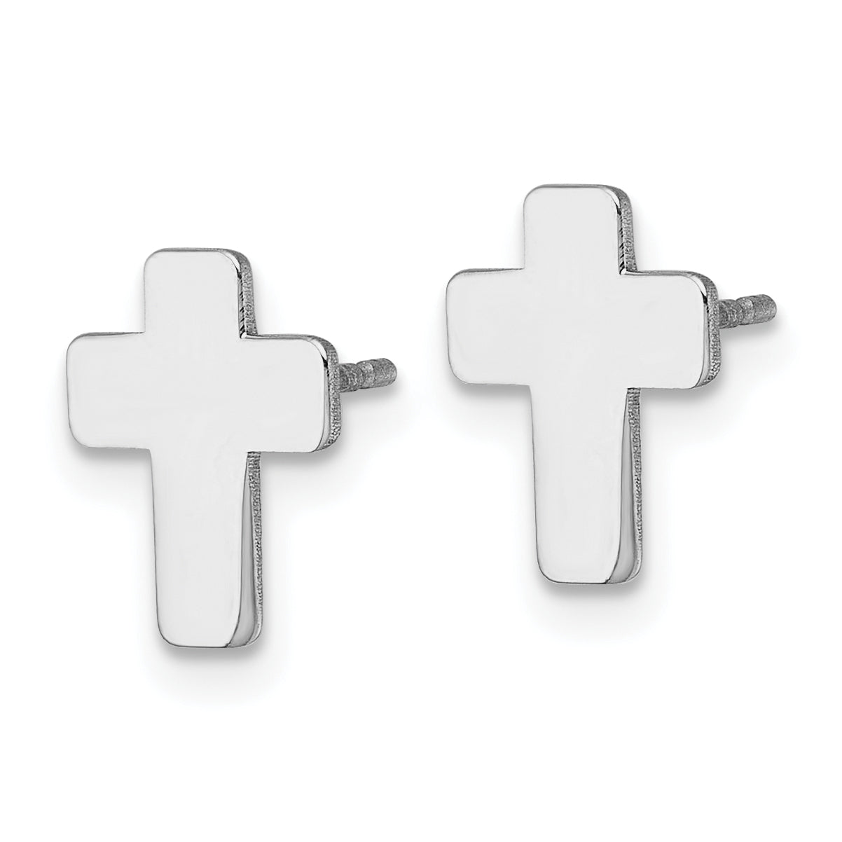 14k White Gold Polished Cross Post Earrings Secondary image