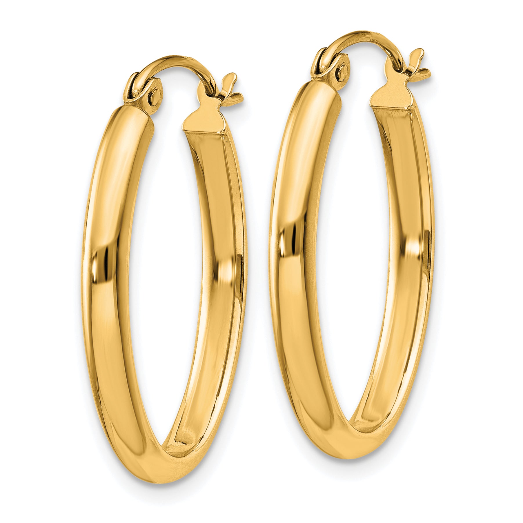 14k Polished 2.75mm Oval Tube Hoop Earrings