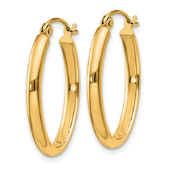 14k Polished 2.75mm Oval Tube Hoop Earrings