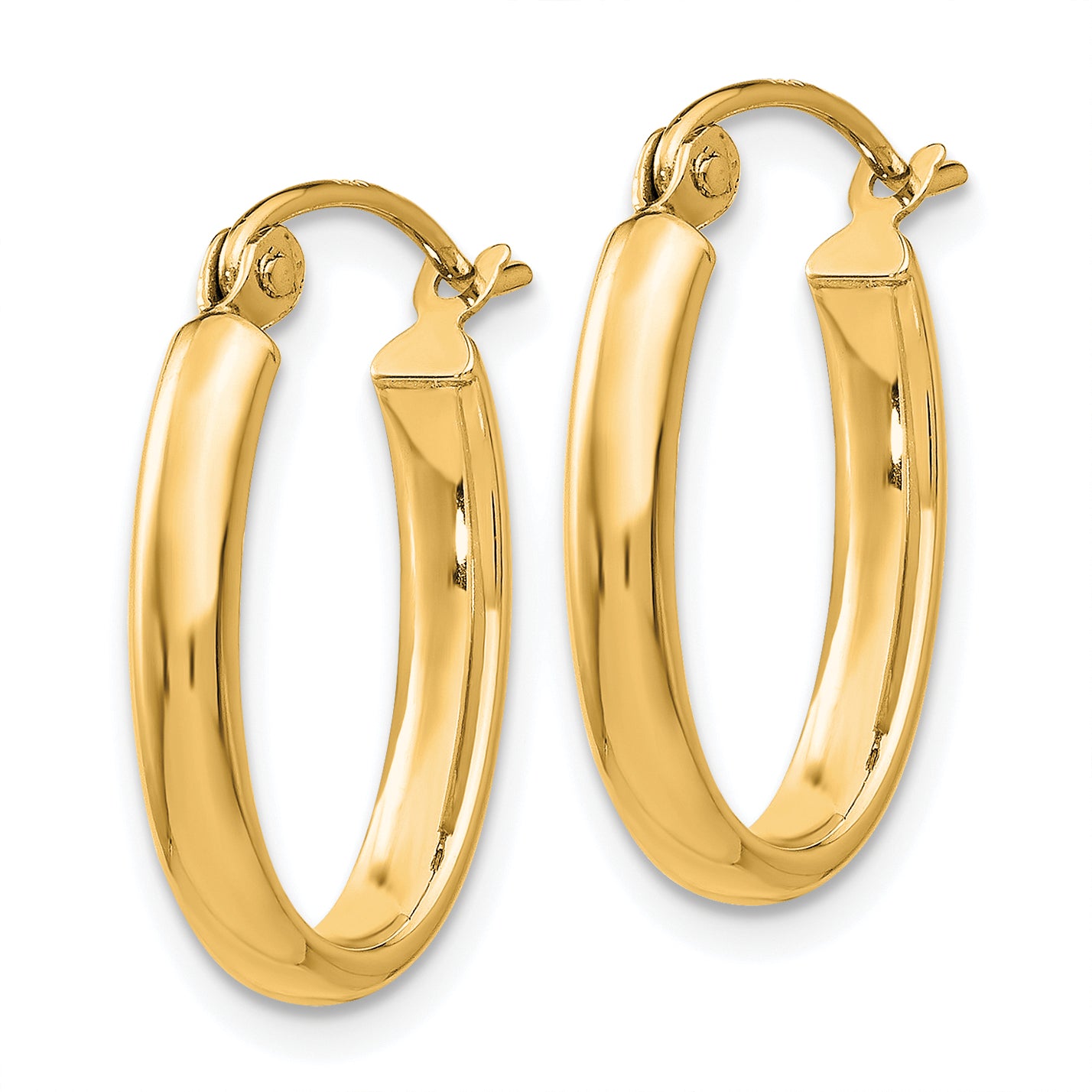14k Polished 2.75mm Oval Tube Hoop Earrings