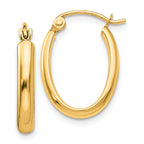 14k Polished 2.75mm Oval Tube Hoop Earrings