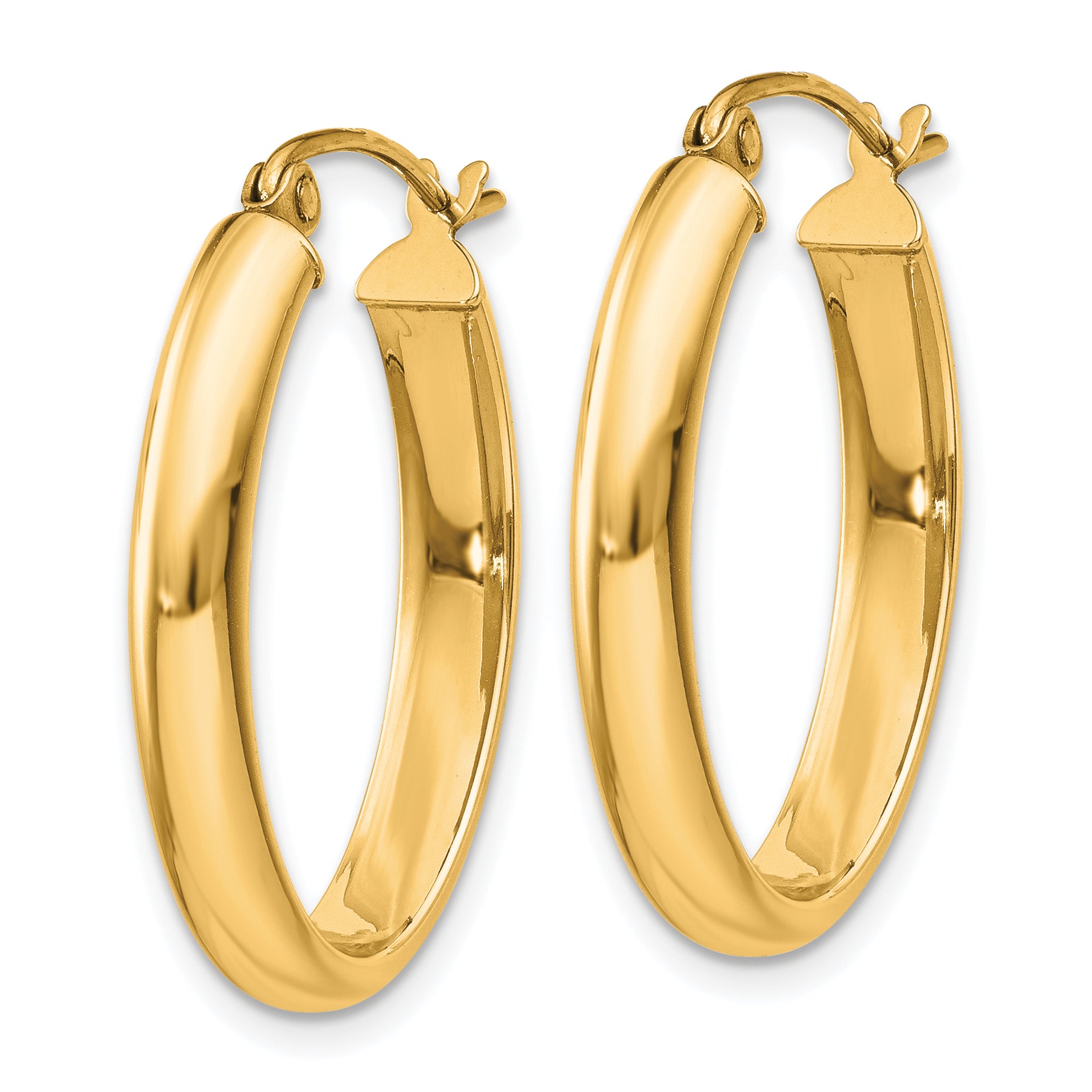 14k Polished 3.75mm Oval Tube Hoop Earrings