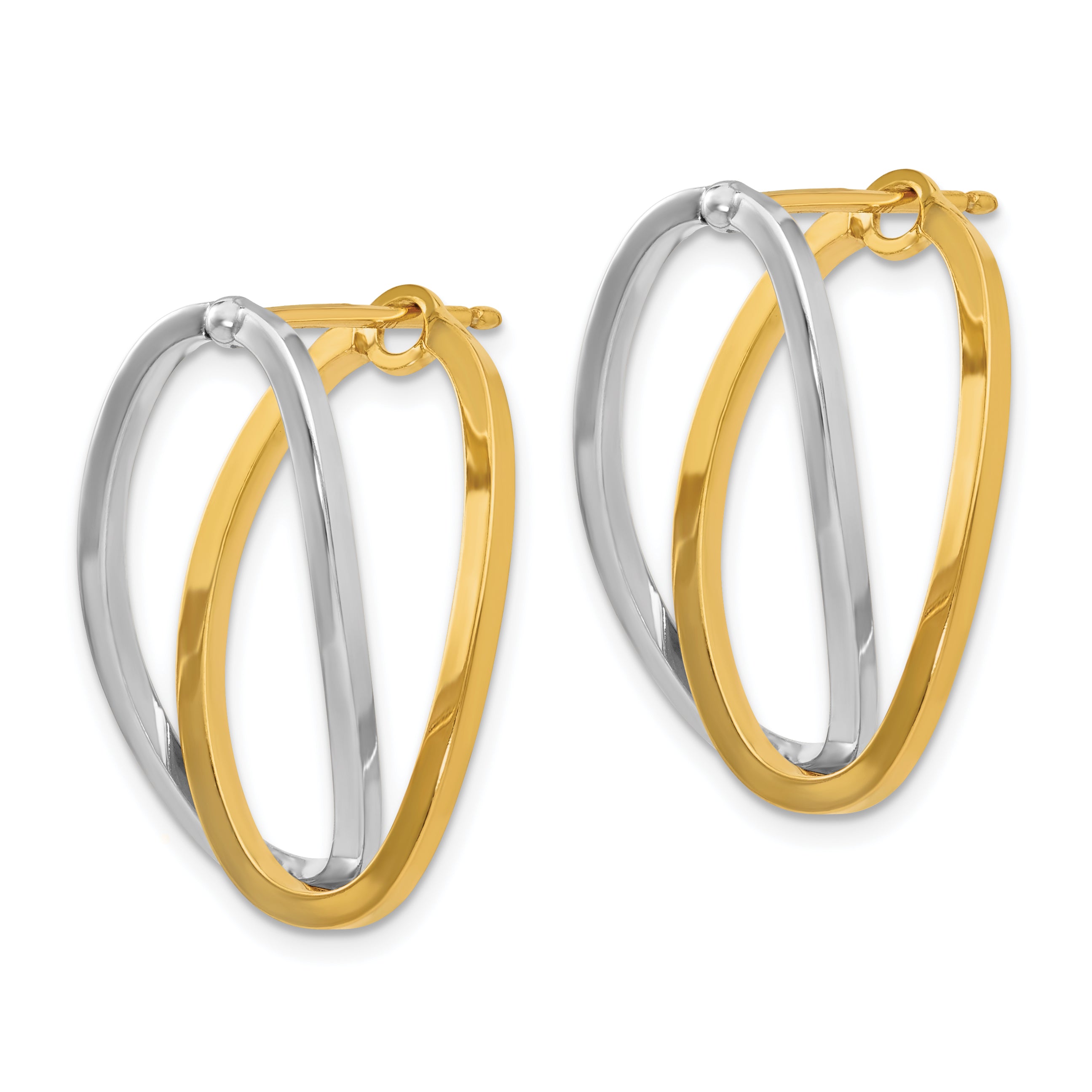 14k Two-Tone Polished Versatile Oval Post Earrings