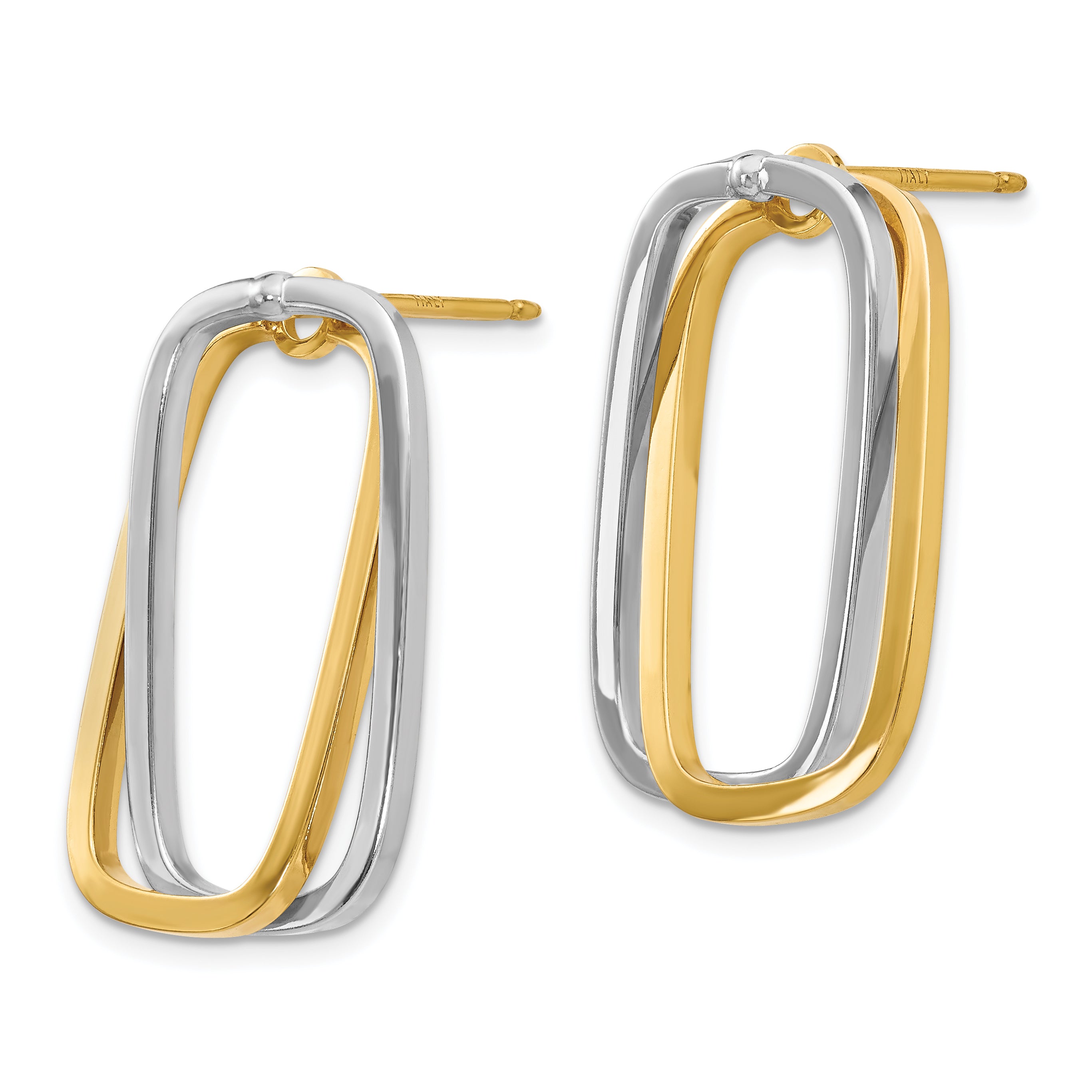 14k Two-Tone Fancy Versatile Rectangle Post Earrings Secondary image