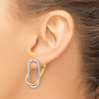 14k Two-Tone Fancy Versatile Rectangle Post Earrings