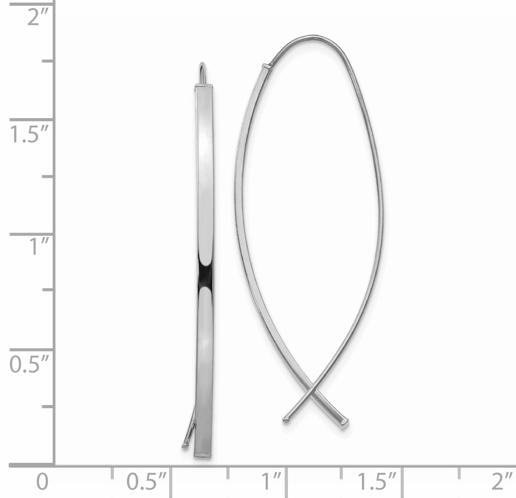 14k 1.75mm Square Tube White Gold Wire Threader Earrings