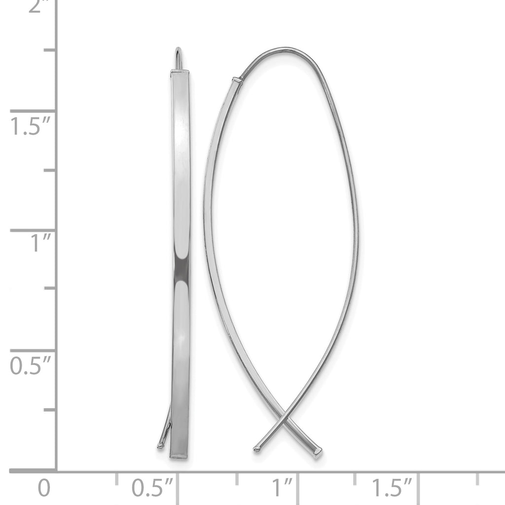 Square Tube Wire Threader Earrings in 14K White Gold, 16mm - Sophia Jewelers